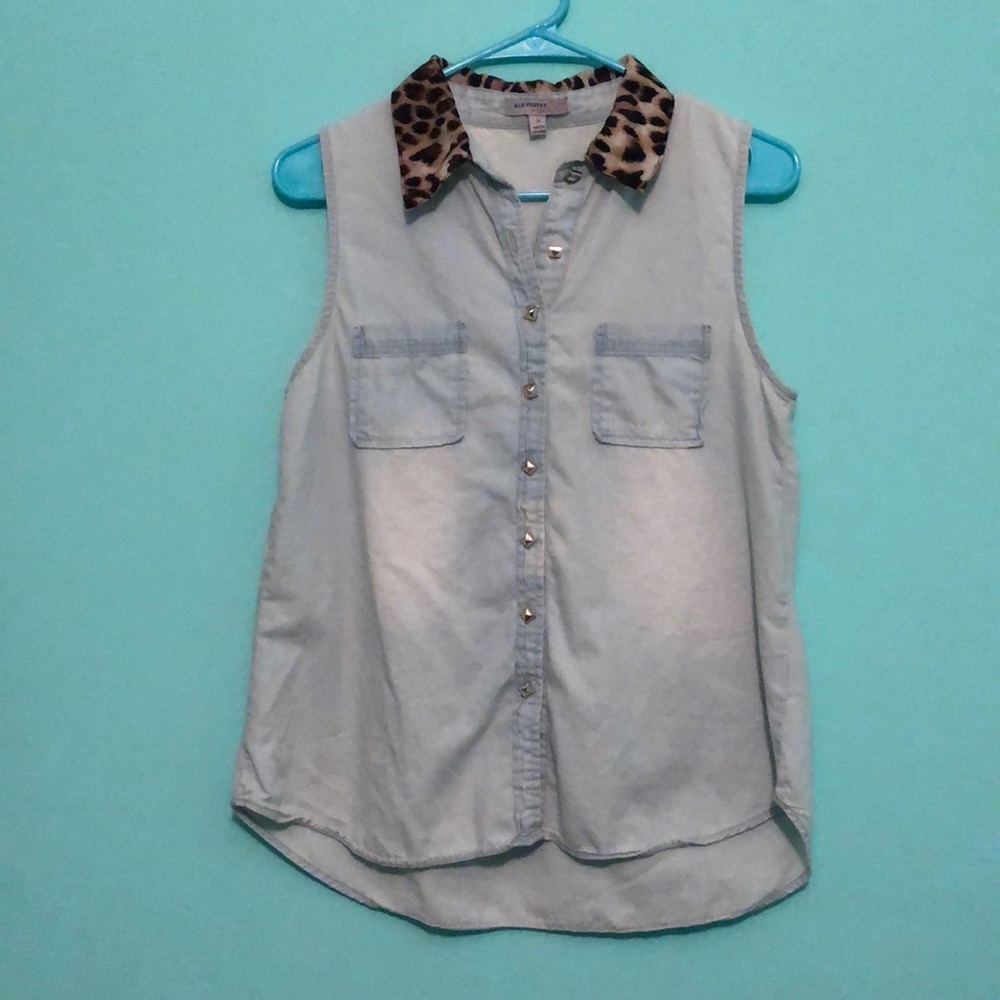 Blu Pepper Vintage vest shirt blue size medium
